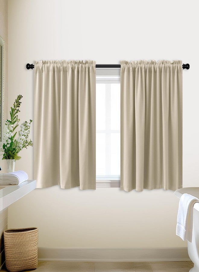 KOUFALL Rod Pocket Blackout Tier Short Curtains-Biscotti Beige-34x30 - Image 1